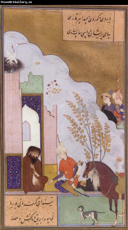 unknow artist Young Sultan Mahmud of Ghazni visits a Hermit Note the sultan-s horse and his dog.
